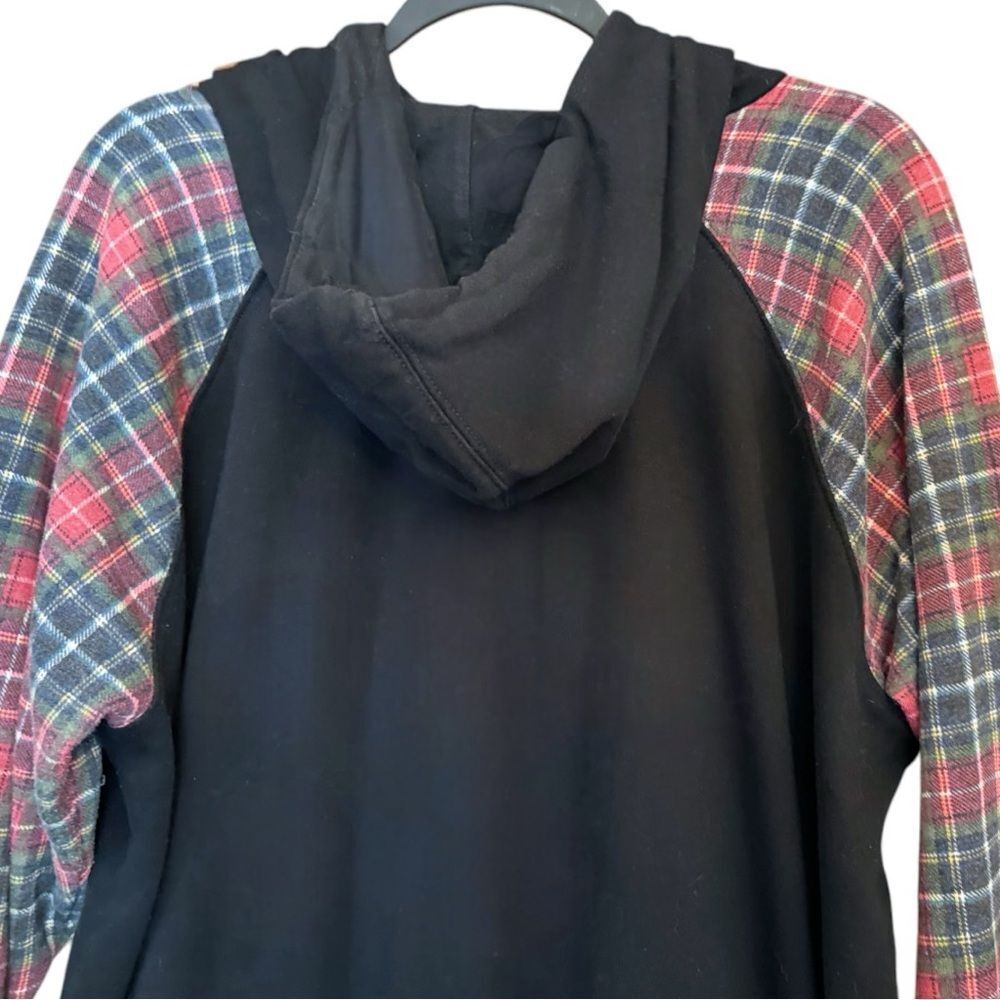 Torrid Black Plaid Red Classic Fit Cozy Fleece Raglan Hoodie Size 3 3XL - Picture 12 of 13